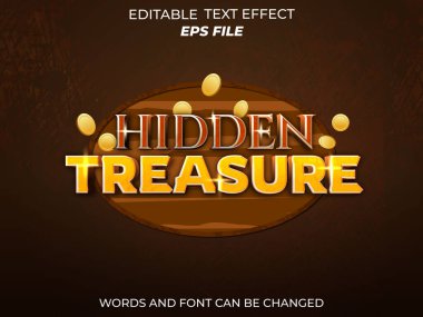 gizli hazine metni efekti, yazı tipi düzenlenebilir, tipografi, ortaçağ fantezi roket oyunları için 3D metin. vektör şablonu