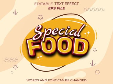 özel yemek metni efekti, yazı tipi düzenlenebilir, tipografi, 3D metin. vektör şablonu