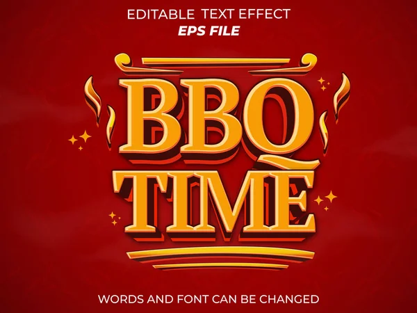 bbq zaman metin efekti, yazı tipi düzenlenebilir, tipografi, 3D metin. vektör şablonu