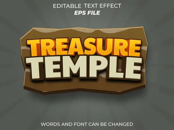 Hazine tapınağı metin efekti, yazı tipi düzenlenebilir, tipografi, oyunlar için 3D metin. vektör şablonu