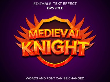 Ortaçağ şövalyesi metin efekti, yazı tipi düzenlenebilir, tipografi, 3D metin. vektör şablonu