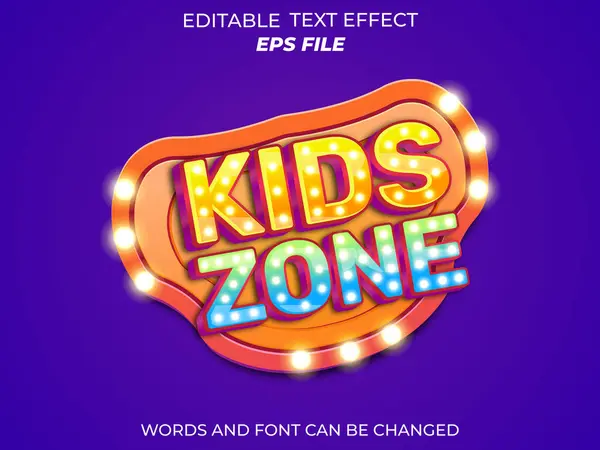 Çocuklar için metin efekti, yazı tipi düzenlenebilir, tipografi, 3D metin. vektör şablonu