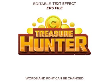 hazine avcısı metin efekti, yazı tipi düzenleme, tipografi, ortaçağ fantazisi ve roket oyunları için 3D metin. vektör şablonu