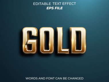 Altın metin efekti, yazı tipi düzenleme, tipografi, 3D metin. vektör şablonu