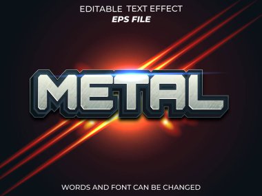 Metal metin efekti, yazı tipi düzenlenebilir, tipografi, 3D metin. vektör şablonu