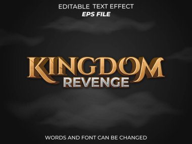 krallık metin efekti, yazı tipi düzenlenebilir, tipografi, oyunlar için 3D metin. vektör şablonu