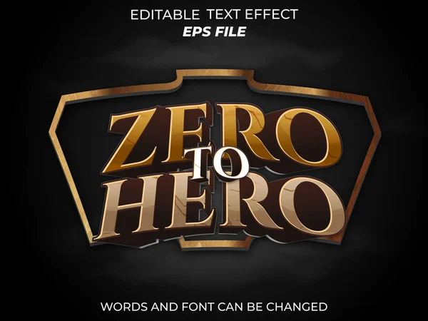 0 'dan kahraman metin efektine, yazı tipi düzenlenebilir, tipografi, oyunlar için 3D metin. vektör şablonu