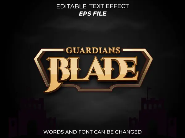 stock vector guardian blade text effect, font editable, typography, 3d text for medieval fantasy and rpg games. vector template