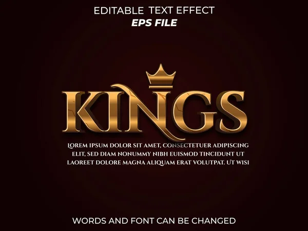 Kings metin efekti, yazı tipi düzenlenebilir, tipografi, ortaçağ fantazisi ve roket oyunları için 3D metin. vektör şablonu