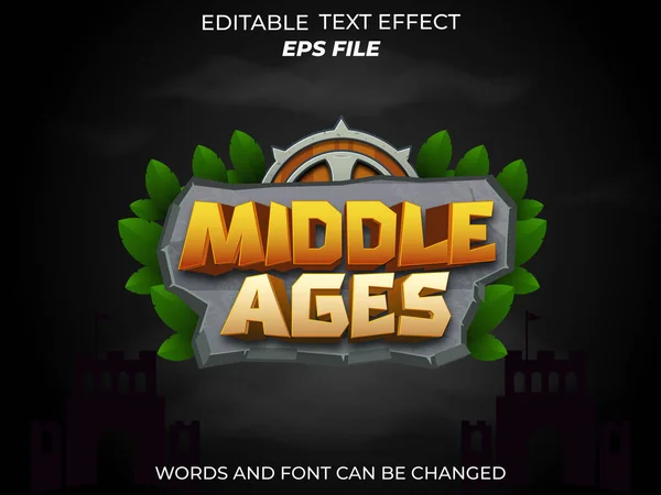 Orta Çağ metin efekti, yazı tipi düzenlenebilir, tipografi, ortaçağ fantazisi ve roket oyunları için 3D metin. vektör şablonu