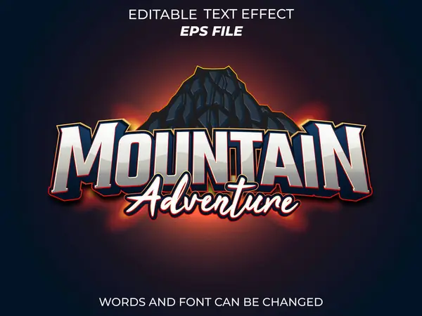 dağ macerası metin efekti, yazı tipi düzenlenebilir, tipografi, oyunlar için 3D metin. vektör şablonu