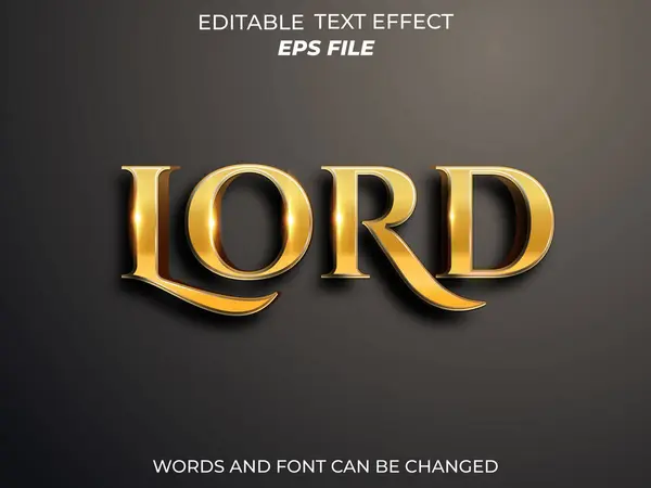 Lord metin efekti, yazı tipi düzenlenebilir, tipografi, 3D metin. vektör şablonu