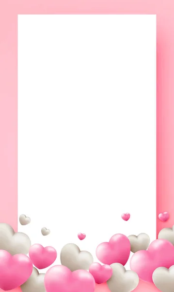 Boşluğu olan Sevgililer Günü posteri. 3B aşk, arka plan, afiş. Vektör illüstrasyonu