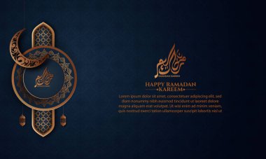 İslam desenli gerçekçi ramazan arka planı, hilal ay, fener. Pankart için, tebrik kartı