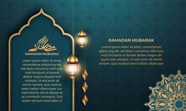 İslami desenli gerçekçi ramazan arka planı, fener. Pankart için, tebrik kartı