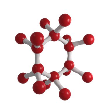 İzole edilmiş arkaplanda kırmızı molekül yapısının 3d görüntülenmesi