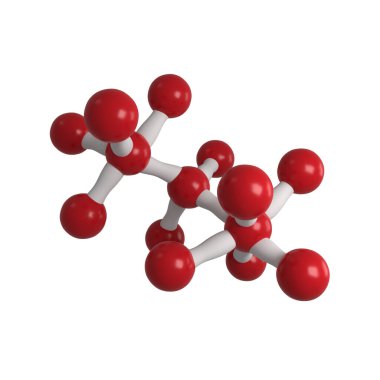 İzole edilmiş arkaplanda kırmızı molekül yapısının 3d görüntülenmesi