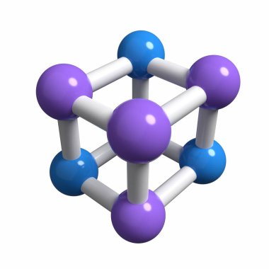 İzole edilmiş arkaplanda mavi molekül yapısının 3d görüntülenmesi
