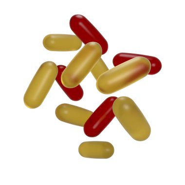 Beyaz arka planda 3D Omega 3 haplarının hazırlanması