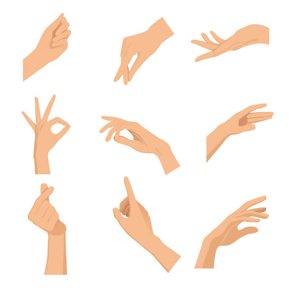 Vector hand gestures illustration set