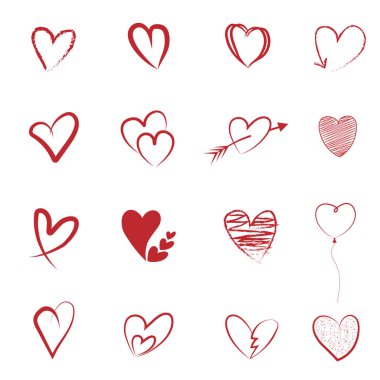 elle çizilmiş kalp seti.