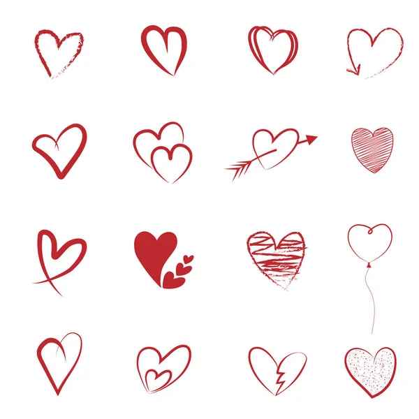 elle çizilmiş kalp seti.