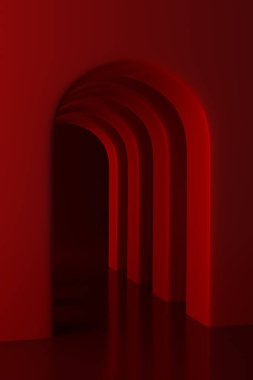 Minimalist bir iç mekanda kemerler