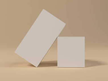 Kahverengi arka planda beyaz ve beyaz model kutu