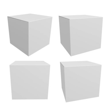 Beyaz arkaplanda izole edilmiş boş beyaz karton kutular