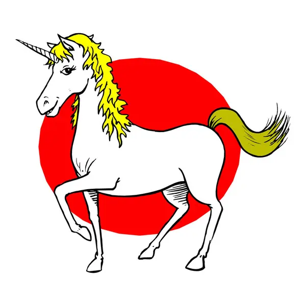 tek boynuzlu at el çizimi vektörü