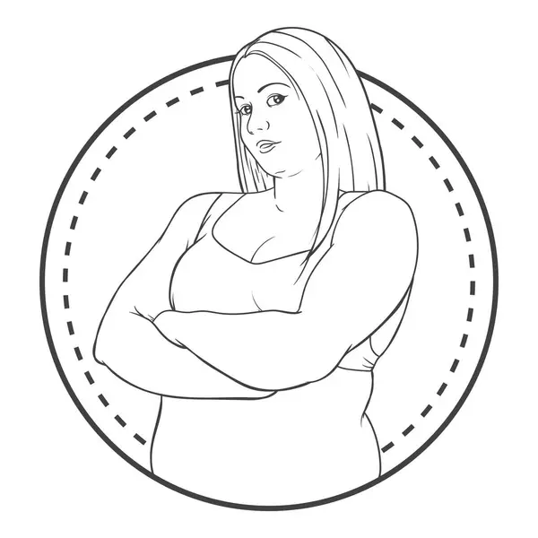 çizgi film şişman kadın el çizimi logo vektörü