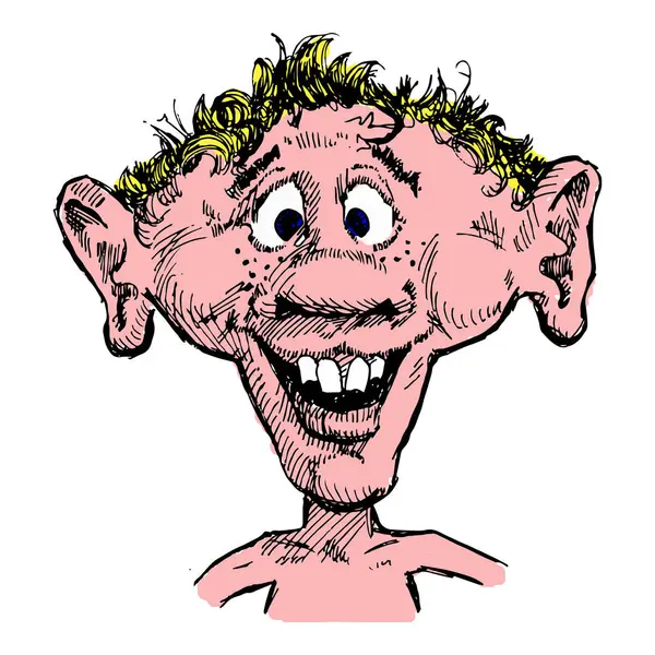 çizgi film gülen yüz el çizimi vektörü