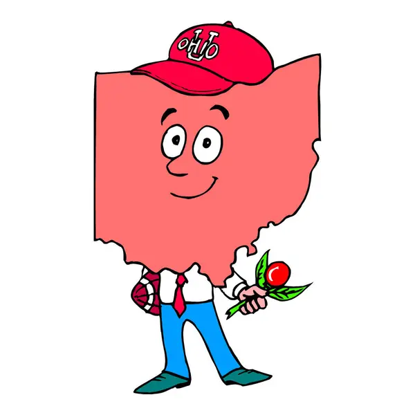 Ohio çizgi film haritası el çizimi vektörü