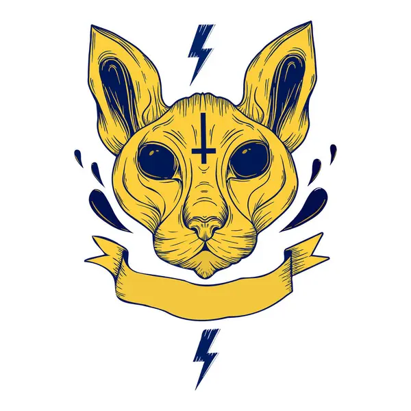 Çizgi film Kedi Başı Vektör İllüstrasyonu