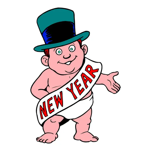 çizgi film yeni yıl bebek vektörü