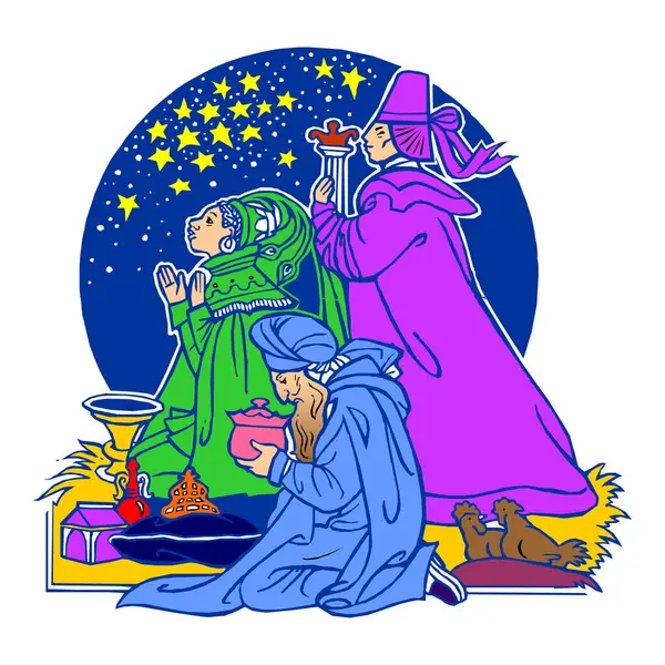 çizgi film gece ibadeti illüstrasyon vektörü