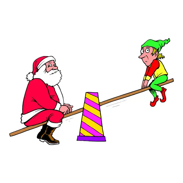 Noel Baba ve Elf testere oynuyorlar.