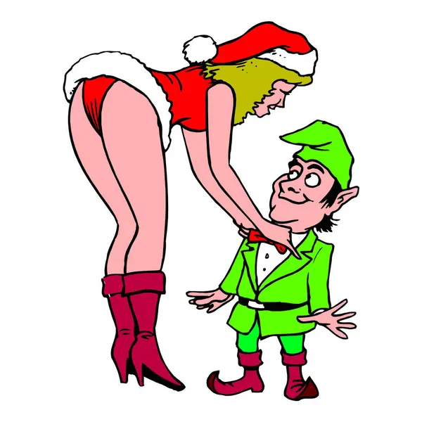 çizgi film Mrs. Claus ve elf vektörü