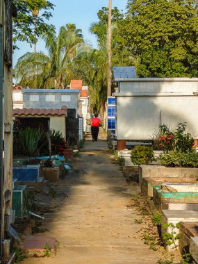 Neiva Merkez Mezarlığı 'nın sonunda sırtı dönük olan kişi, Huila - Kolombiya