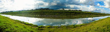Panoramic of a water canal in the rural area of Bosa, south of Bogota - Colombia