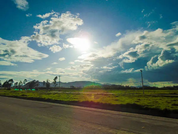 stock image Green landscape on a sunset in rural area of Bosa; south of Bogota - Colombia