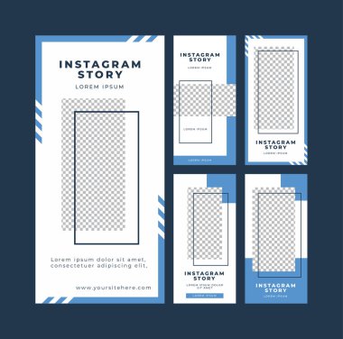 Sosyal medya basit temiz mavi dikdörtgen Instagram hikaye şablonu