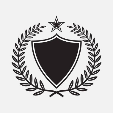 Laurel kalkanı ve yıldız siyah ve beyaz renklerde