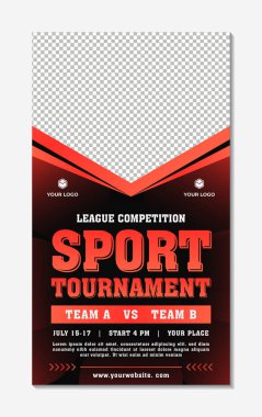 Spor turnuvası etkinliği sosyal medya postası modern tasarım kırmızı arkaplan