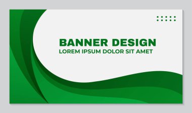 Yeşil dalga soyut arka plan modern afiş şablonu, vektör pankartı. Soyut geometrik afiş. Web pankartı için tasarım şablonu.