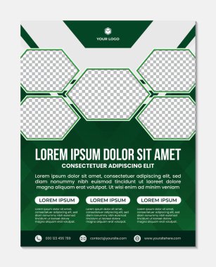 Modern altıgen tasarım iş broşürü yeşil arkaplan, yeşil kart tasarımı