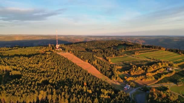 Aerial View Jauerling Wachau Region Austria Early Morning Sunrise — Stock Video