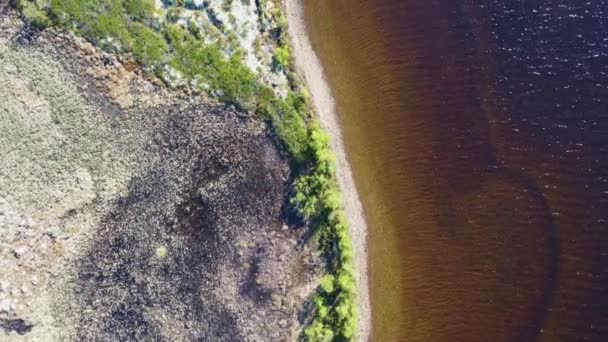 Letecký Pohled Idylické Jezero Norském Národním Parku Různými Odstíny Barvami — Stock video