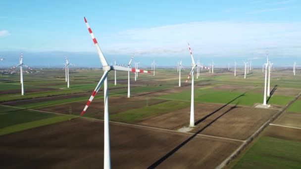 Grand Groupe Centrales Éoliennes Sur Les Champs Agricoles Autriche — Video