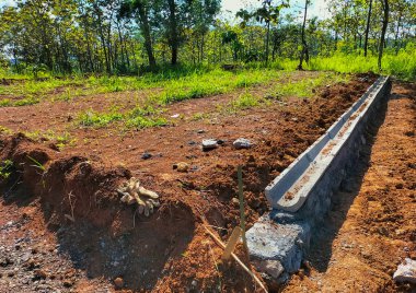 Güneşli bir günde doğa parkında drenaj borusu. Seçici odak.